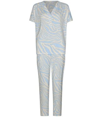 Pastunette Premium Ecovero viscose dames pyjama korte mouw met knopen Blue Animal