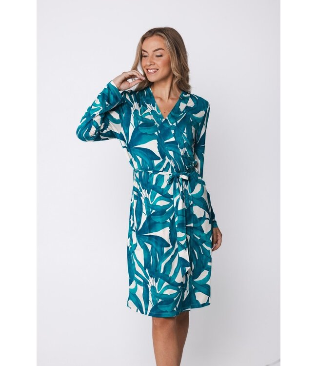 luxe viscose-elastaan dames overslag kimono Sky Blue Dreams