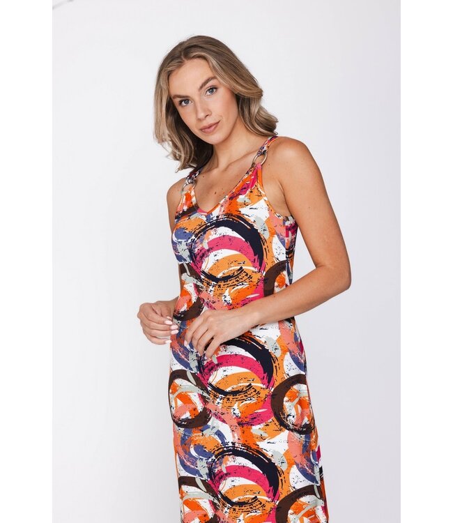 Mouwloze strandjurk met V-hals en detail Arty Beach