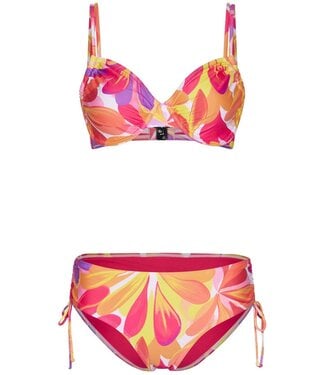Pastunette Beach floral underwired summery bikini with adjustable straps coral beach