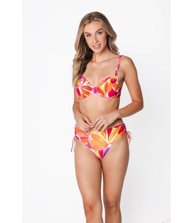 floral underwired summery bikini with adjustable straps coral beach