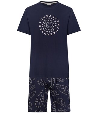 Pastunette for Men men's dark blue trendy cotton shorty set palm adventure holiday