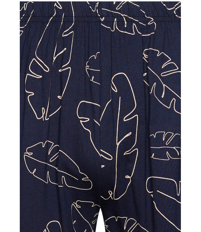 blauwe heren shorty set van katoen met print Palm Adventure Holiday