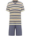 Pastunette for Men men's grey 'v' neck cotton shorty set with cuffs groovy stripes