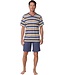 men's grey 'v' neck cotton shorty set with cuffs groovy stripes