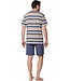 men's grey 'v' neck cotton shorty set with cuffs groovy stripes