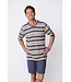 grijze katoenen heren shortama met v-hals Groovy Stripes