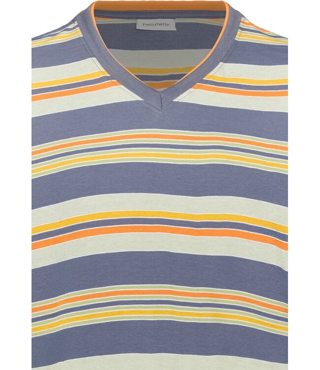 grijze katoenen heren shortama met v-hals Groovy Stripes