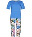 biologisch katoenen dames rib pyjama set korte mouw tropical flower