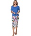biologisch katoenen dames rib pyjama set korte mouw tropical flower