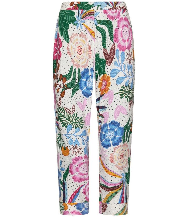 biologisch katoenen dames rib pyjama set korte mouw tropical flower