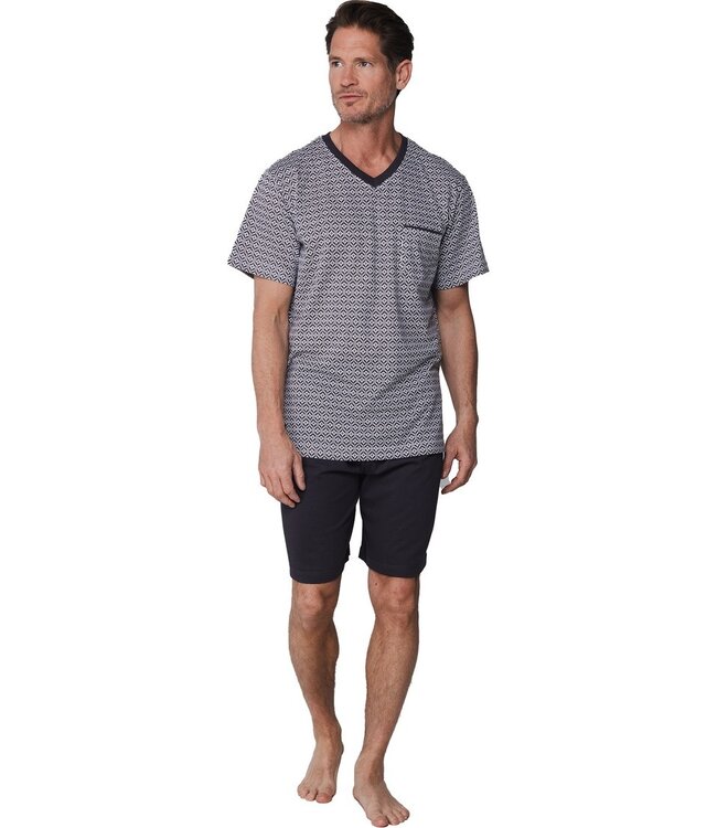 mens dark grey v neck cotton shorty set cool comfort