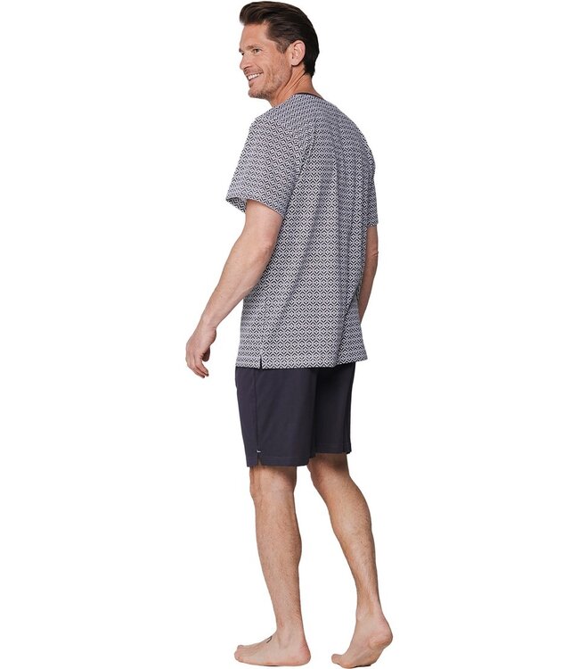 donkergrijze heren shortama van katoen met v-hals Cool Comfort