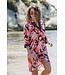 katoenen strand cover-up met 3/4 mouwen paradise pink