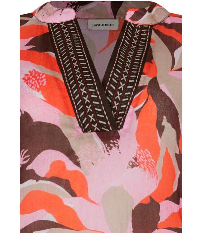 3/4 sleeve woven cotton beach dress cover-up paradise pink