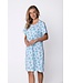 short sleeve organic cotton nightdress with 5 buttons bold blue flower