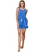 trendy blue terry sleeveless beach shorty with pockets sporty beach