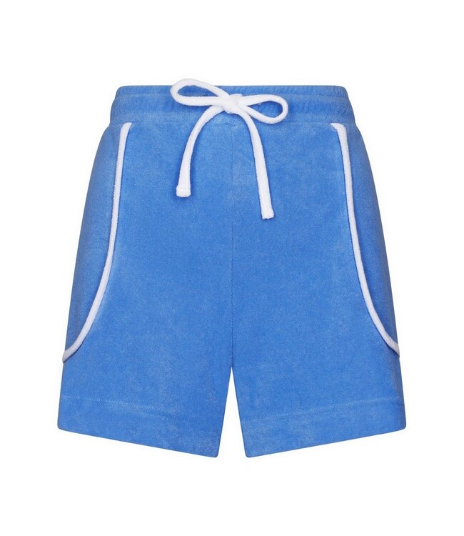 trendy blue terry sleeveless beach shorty with pockets sporty beach