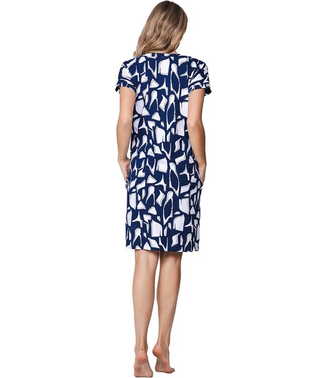 ladies short sleeve organic cotton nightdress graphic art