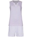 ladies lilac sleevesless cotton shorty set stripey lilac