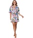 v-hals strand cover up met uitlopende mouw tropical flower