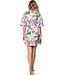 v neck beach dress- cover up with flared sleeve tropical flower
