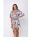 v neck beach dress- cover up with flared sleeve tropical flower