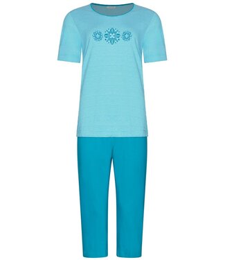 Pastunette blauw gestreepte katoenen damespyjama 3/4 Bold Blue Flower
