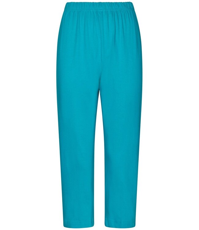 ladies blue stripey short sleeve cotton 3/4 pyjama bold blue flower