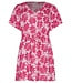 pink woven viscose v-neck beach cover up with tie-waist palm waves