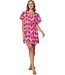 roze viscose dames v-hals strand cover up met taillekoord palm waves