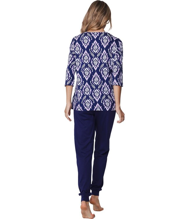 ladies cotton-modal 3/4 sleeve pyjama set floral jewel