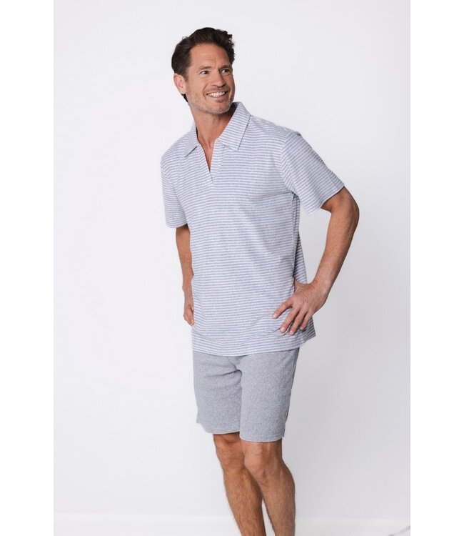 men's cotton terry mix comfortable shorty set stripe it comfort