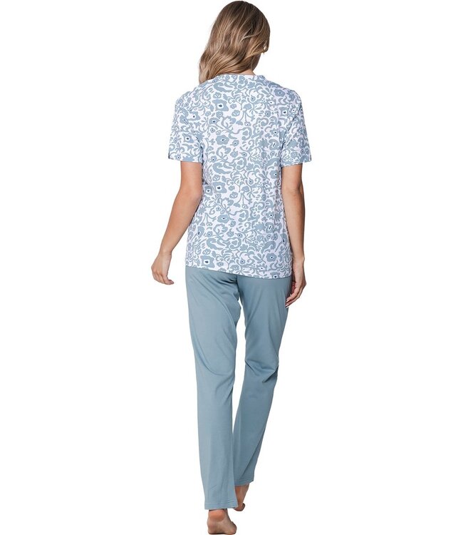 doorknoop biologisch katoenen damespyjama korte mouw Floral Art