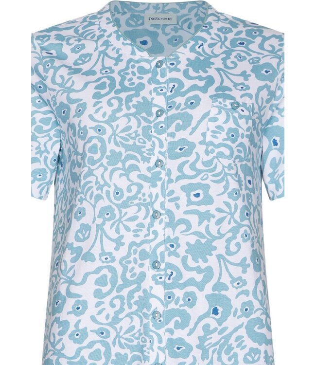 ladies full button short sleeve organic cotton pyjama floral art