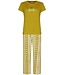 Rebelle jadegroen katoenen dames pyjama met wijde pijpen dotty sunflower