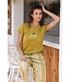 jadegroen katoenen dames pyjama met wijde pijpen dotty sunflower