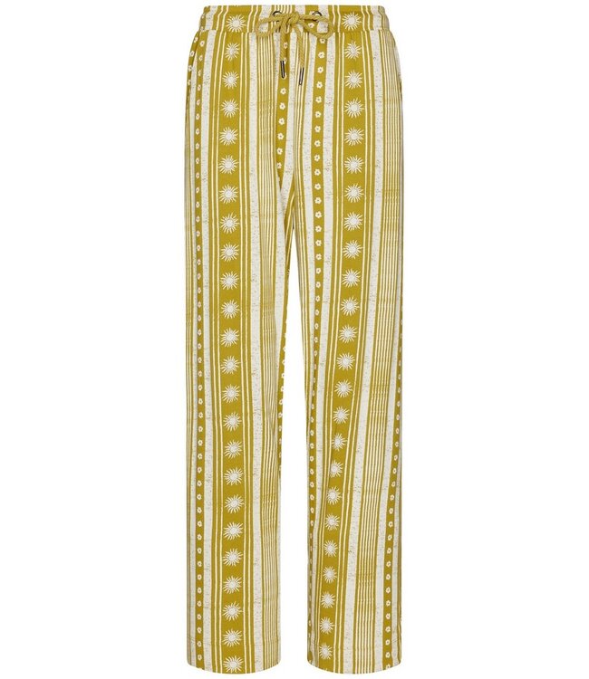 jadegroen katoenen dames pyjama met wijde pijpen dotty sunflower