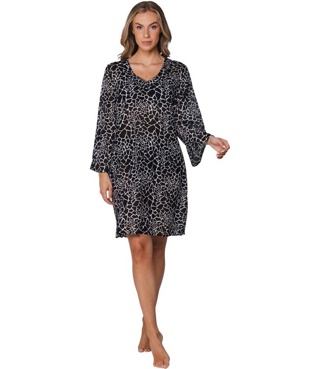 trendy black woven cotton flareed sleeve cover up pebble beach