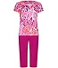 ladies short sleeve organic cotton 3/4 pyjama coral flowers