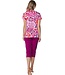 ladies short sleeve organic cotton 3/4 pyjama coral flowers