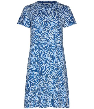 Rebelle blue organic cotton short sleeve nightdress with buttons true blue