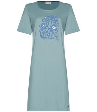 Pastunette blue short sleeve organic cotton nightdress floral art