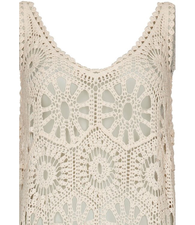 mooie transparante crèmekleurige katoenen strandjurk chic crochet