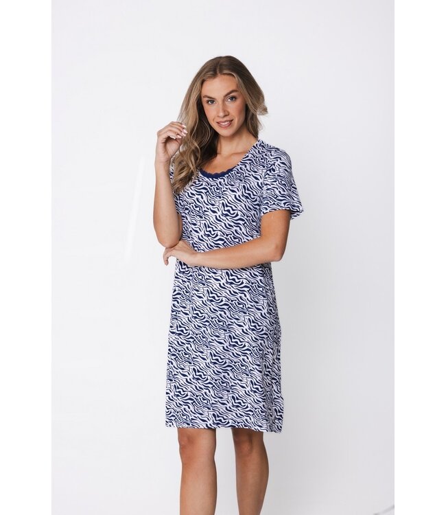 ladies short sleeve bamboo-elastane-mix nightdress bamboo waves