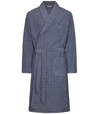 Pastunette for Men men's grey  cotton jaquard terry  wrap-over bathrobe geometric groove