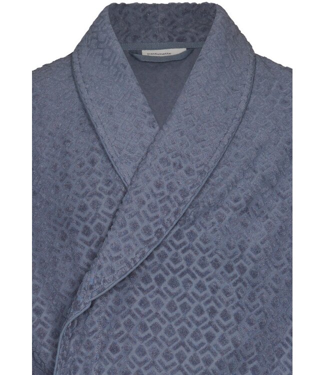 men's grey  cotton jaquard terry  wrap-over bathrobe geometric groove