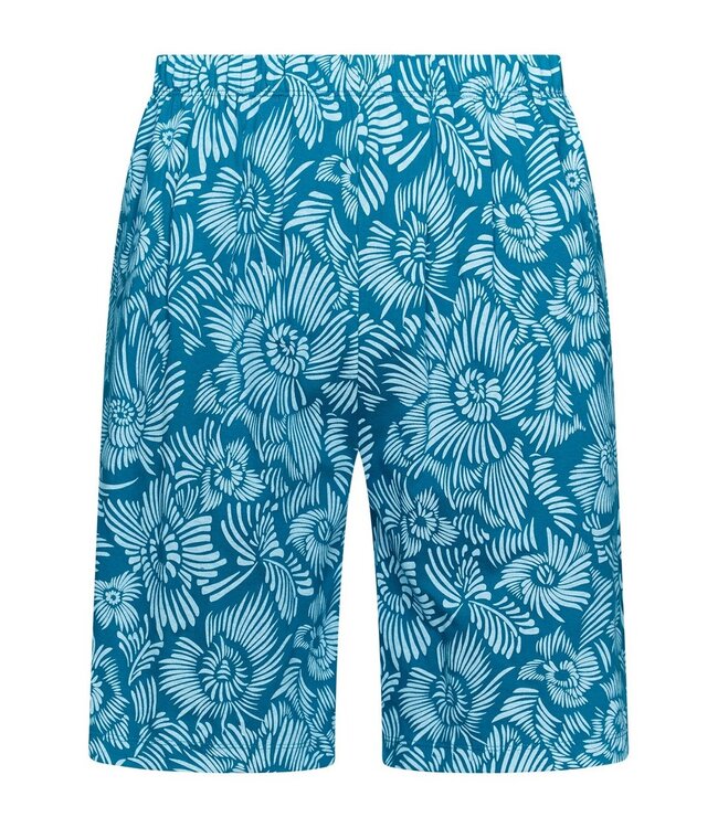 men's sea blue round neck cotton shorty set hawaiian holiday