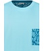 men's sea blue round neck cotton shorty set hawaiian holiday