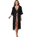 beautiful see-through black cotton cover up with tie chic crochet